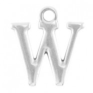 DQ metal charm Letter W Antique silver